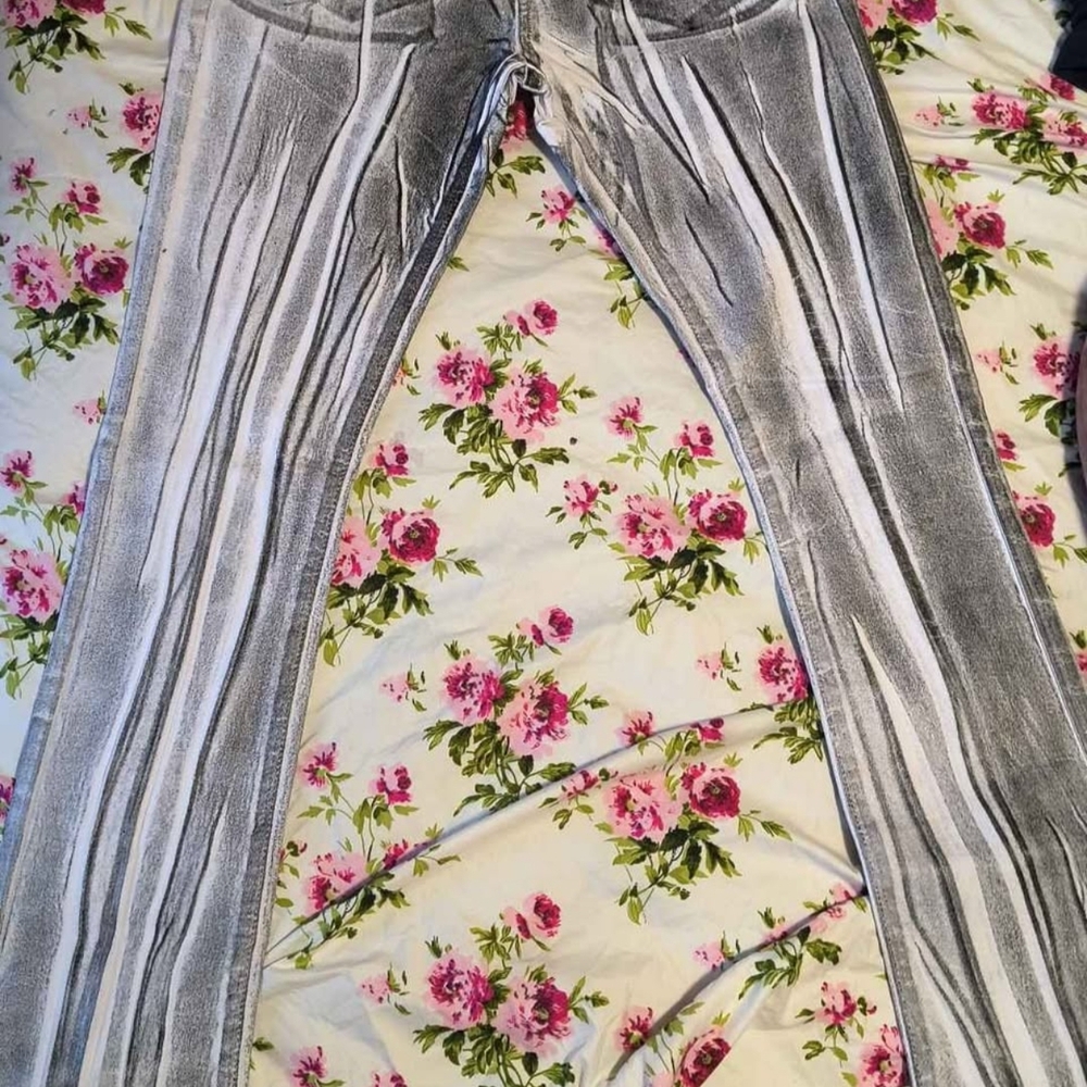 Armor Jeans Gray and White Striped Waxed Denim